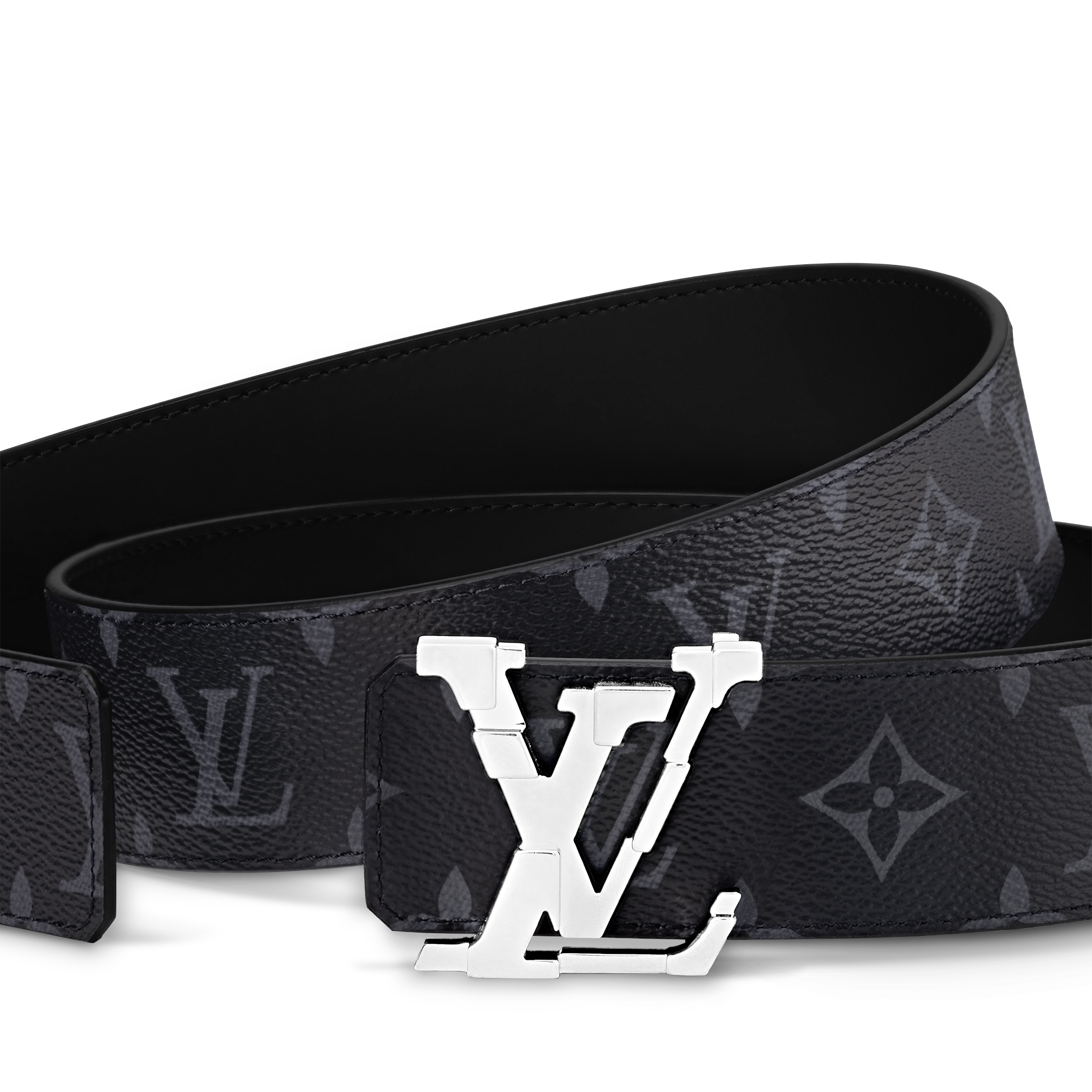 LV Pixel 40MM Reversible Belt - Luxury Monogram Eclipse Canvas 